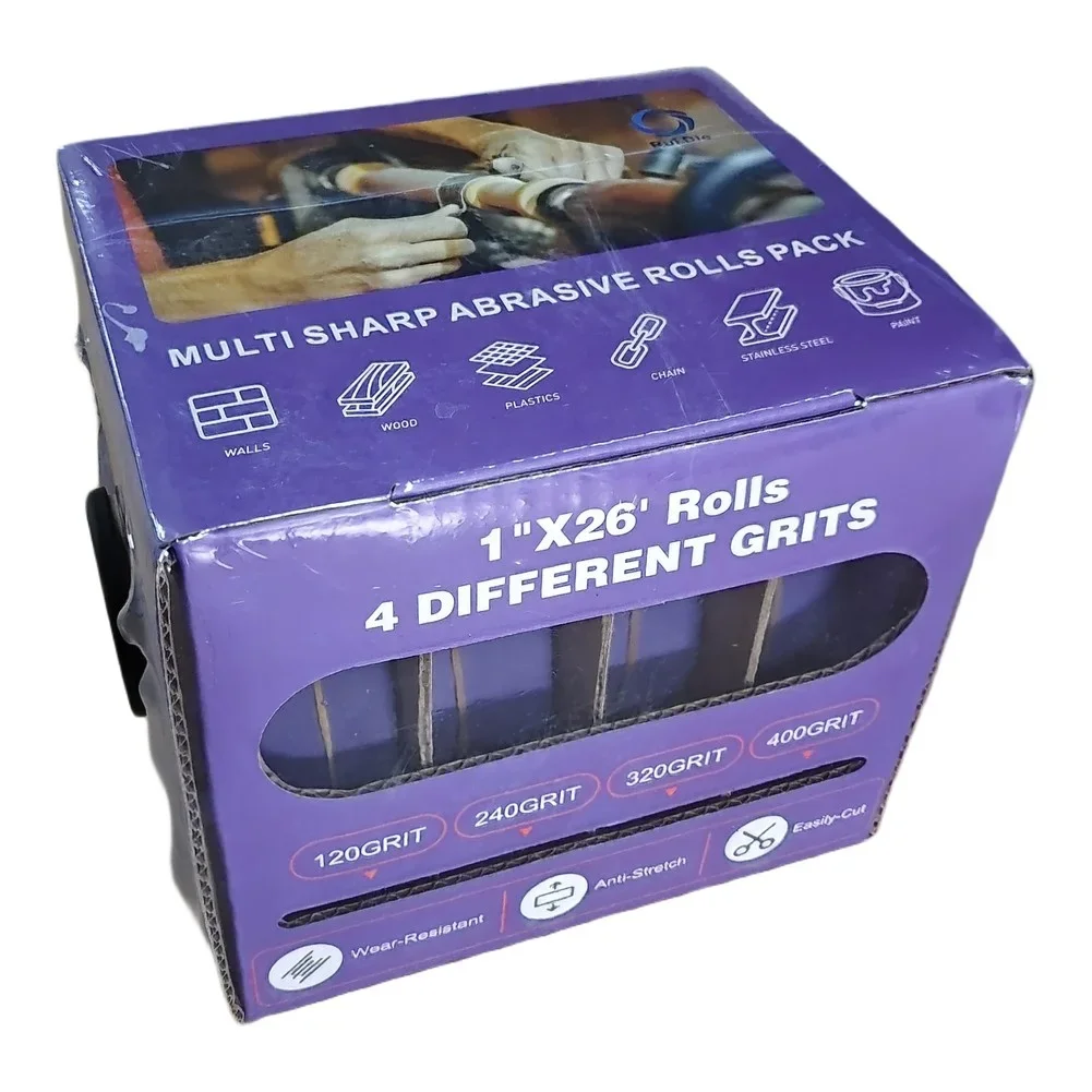 1set Pull Out Box Sandpaper 25mm Width High Precision Alumina Sanding Belt Roll Multi Grit Abrasive Rools For Metal Wood Glass