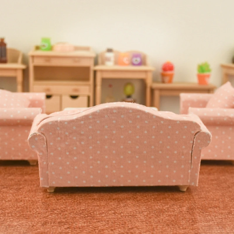 1:12 Scale Dollhouse Furniture Wooden Sofa Set Dollhouse Room Furniture Dollhouse Accessories