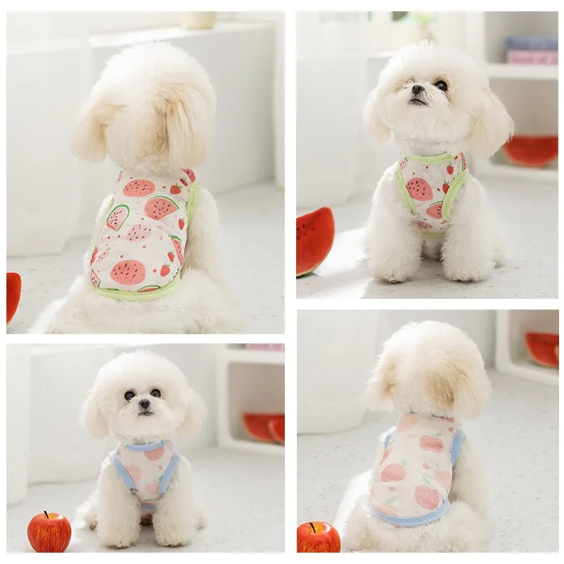 

Fruit Full Print Pomeranian Small Vest Teddy Summer Mesh Clothes Pet Small Dog Watermelon T-Shirt Breathable Dog Clothes