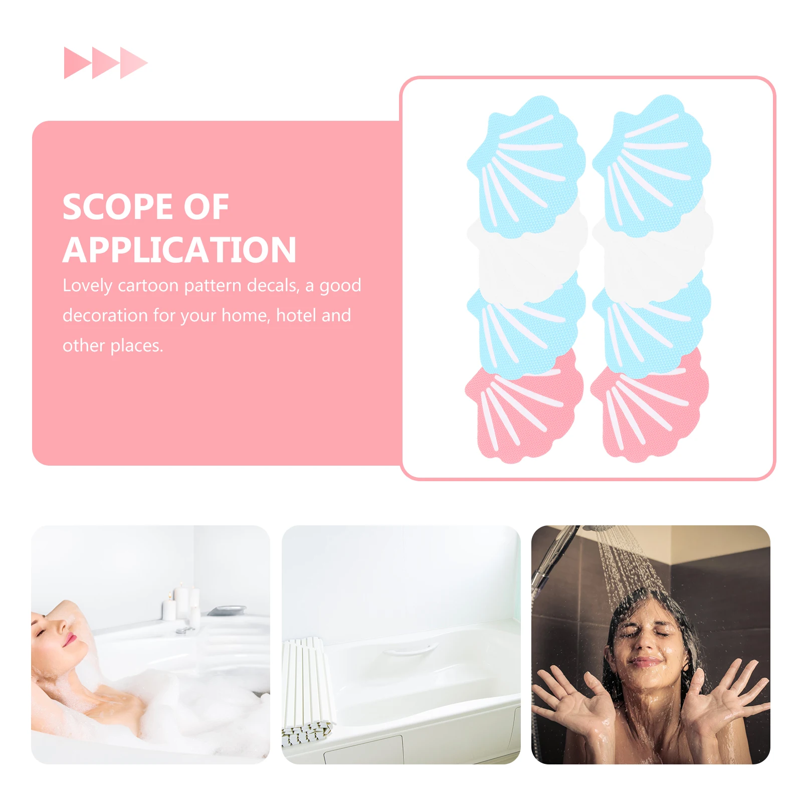 

1 set Anti slip Shower Stickers Lovely Decals for Bathroom Bathtub Non slip Floor Squeegee White Colors Easy DIY