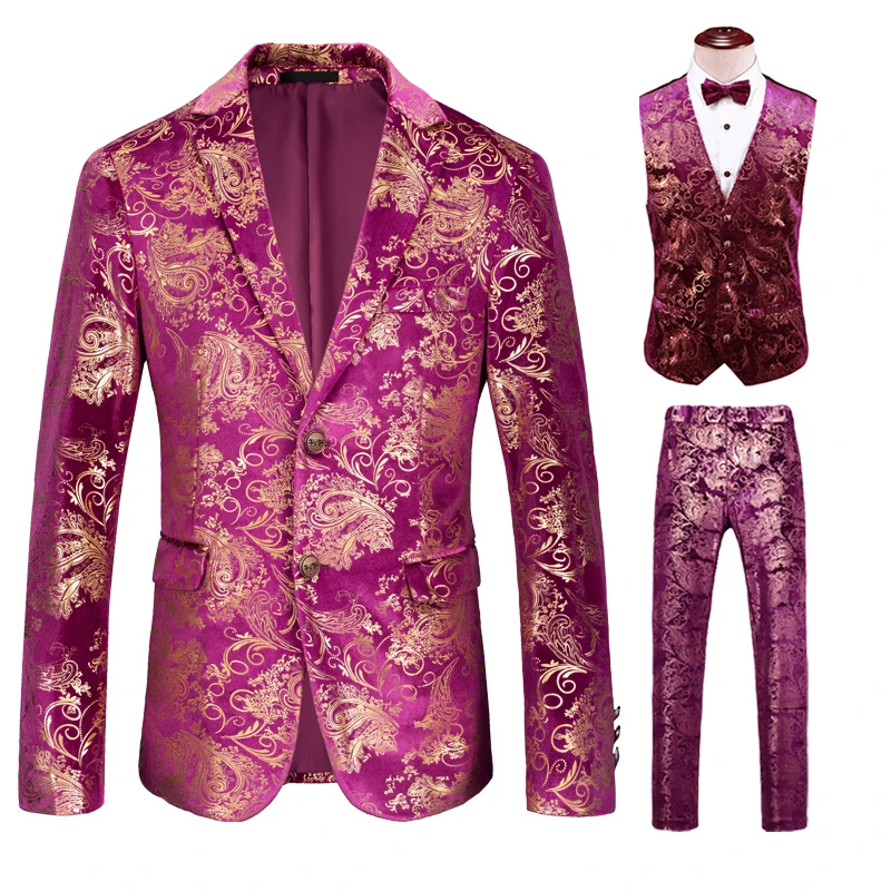 

Autumn and Winter Europe and The United Kingdom Style Men (suit + Vest + Trousers) Fashion Stage Handsome Trend Three-piece Set