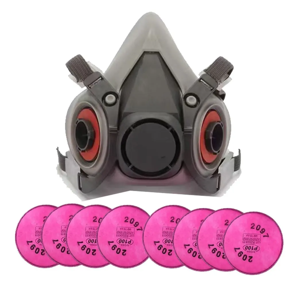 6200 Respirator Reusable Half Face Cover Gas Mask with Cotton Filter for Painting Spray Polishing Work Safety