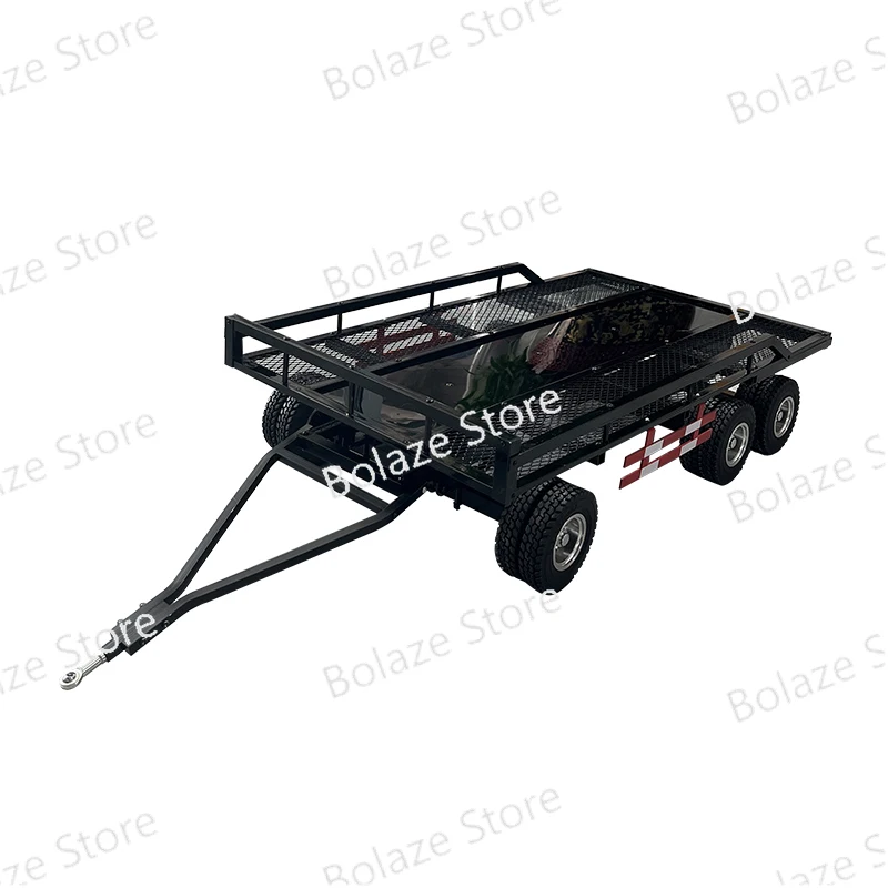 RC climbing vehicle metal three axle large trailer simulation 1:8 semi full trailer flat trailer tire independent rotation