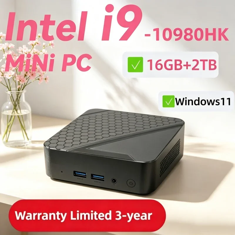NEW Intel I9‑10980HK Noble Mini PC Computer Windows 11 16GB 1/2TB SSD Major Gaming Computer WiFi 6 Office Mini Desktop