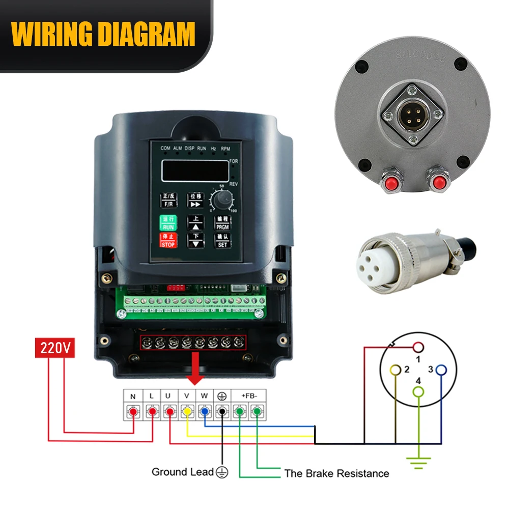 HLTNC 고속 24000rpm 수냉식 400HZ 3.7kw ER20 220V 13A 금속 밀링 스핀들 모터 CNC용