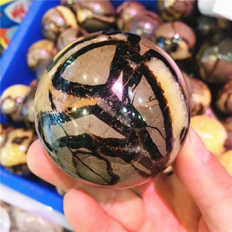 Natural septarian sphere septarium Natural Dragon Stone Septarium Fossil Crystal Sphere Ball Healing