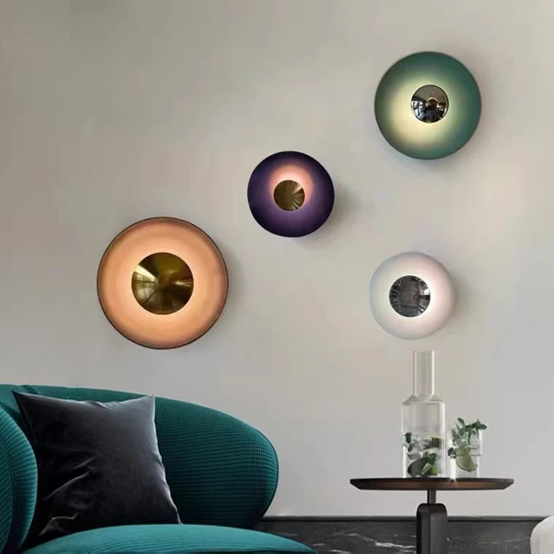 

Modern Creative Round Flying Saucer Color LED Wall Lamp Bedroom Bedside Porch Living Room Aisle Simple Decorative Lighting