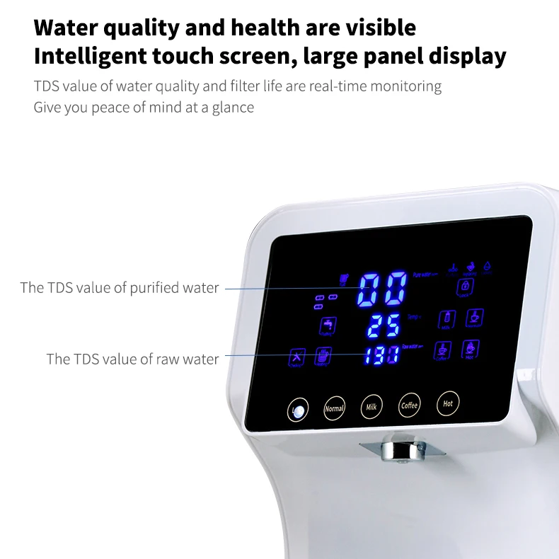 Hot Warm Touch Screen Free Install Countertop Water Purifier For Home Drinking Ro Reverse Osmosis Water Filter System