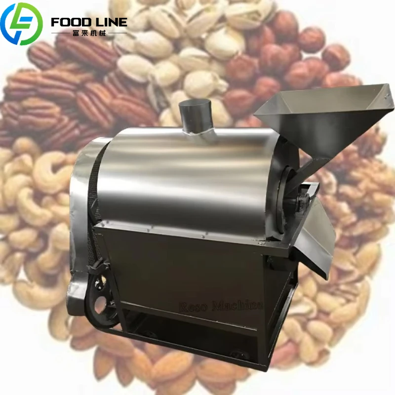Customized Automatic Discharging Roaster Machine Hydraulic Tiltable Drum Roaster Easy Unloading For Nut Snacks Processing
