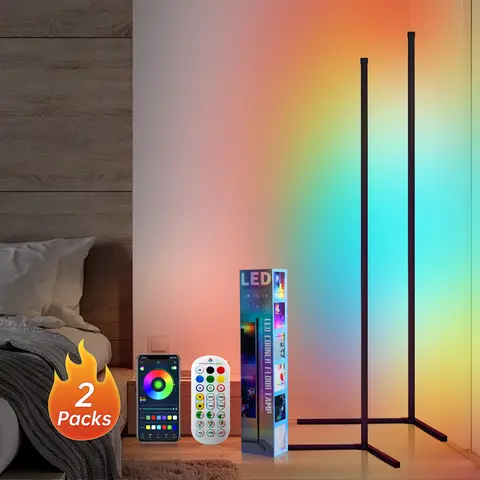 1/2 Pack Corner Floor Lights -16Million DIY Color Changing, RGB Smart Modern Lights With Remote Control And APP Control USB plug