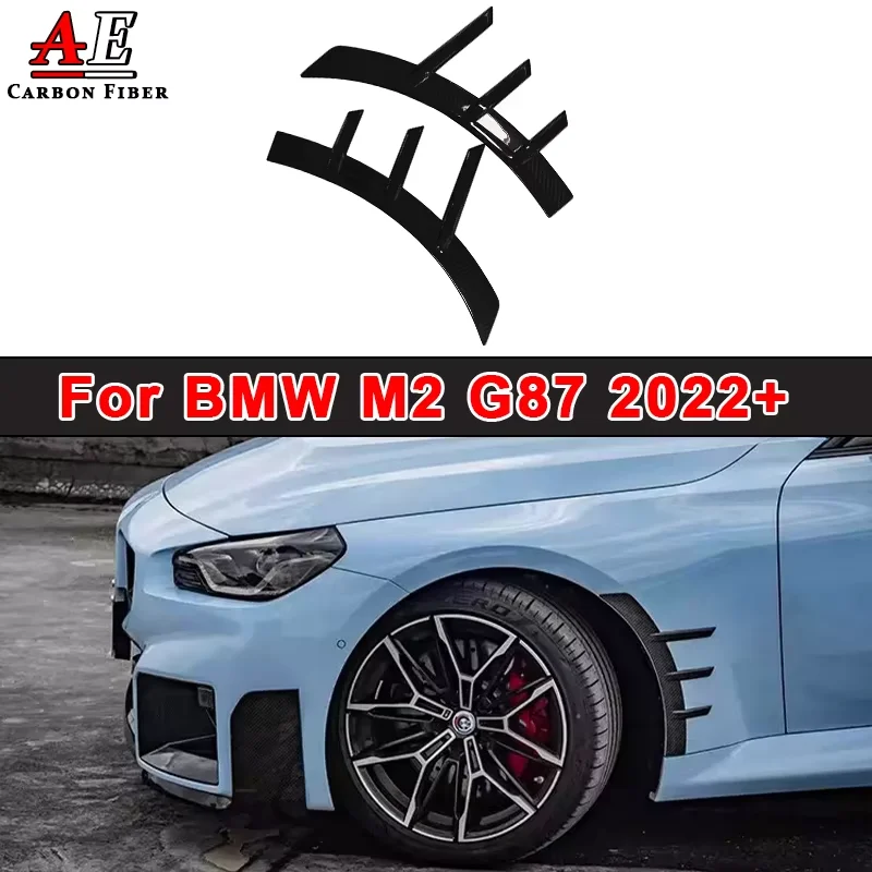 

Dry Carbon Fiber Front Wheels Bumper Side Fender Trim Cover For BMW G87 M2 2023+ Spoiler Fender Canard Vent Eyebrow Splitter