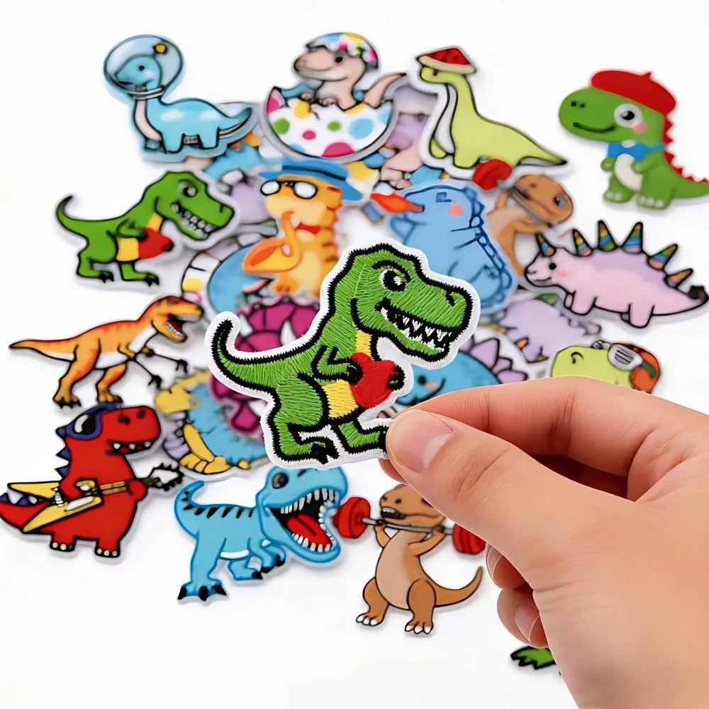 Cartoon Dinosaur Embroidered Patch Kid DIY Backpack T-shirt Bag Hat Iron on Patches Repair Accessories Sewing Applique Sticker