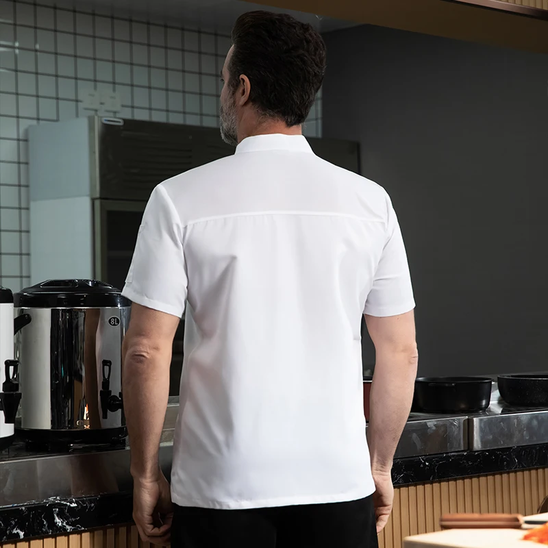 بدلة الشيف الموحدة ملابس تقديم الطعام سترة الطبخ قبعة الطبخ للصيف فندق رئيس كوك معطف مطعم المطبخ بيكر قميص العمل #2