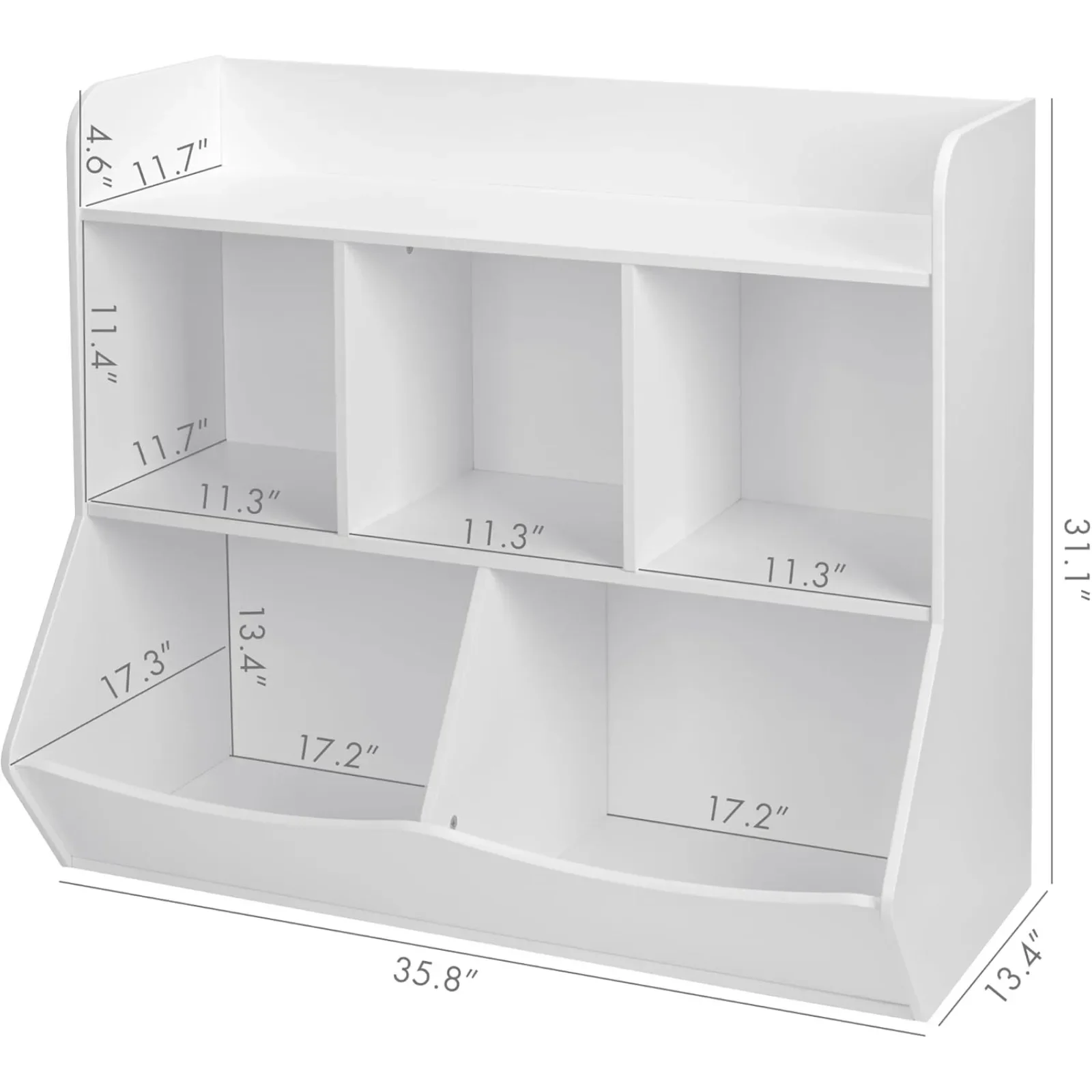 US UTEX Toy Storage Organizer with Bookcase, Kid's Multi Shelf Cubby for Books,Toys,