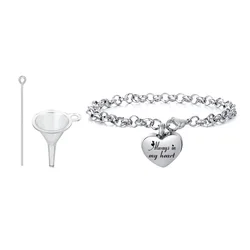 Pulsera personalizada con grabado de corazón para mujer, brazalete con urna conmemorativa de cremación para cenizas, de acero inoxidable, ajustable, regalo para mascotas