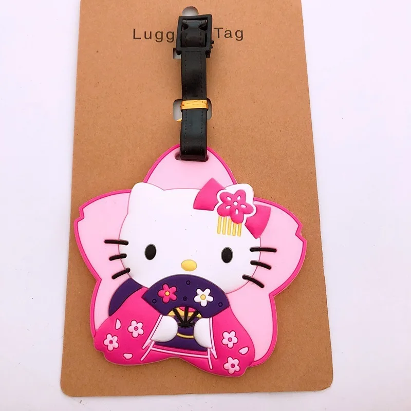 Sanrio Hello Kitty Pvc Luggage Tag Cartoon Travel Accessories Baggage Tag Suitcase ID Address Anti Lost Decor Silicone Label