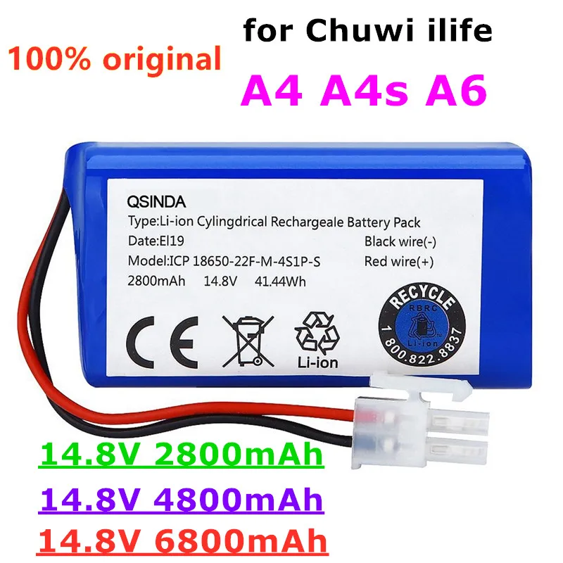 

2023 New original Rechargeable ILIFE Battery 14.8V 6800mAh robotic vacuum cleaner accessories parts for Chuwi ilife A4 A4s A6