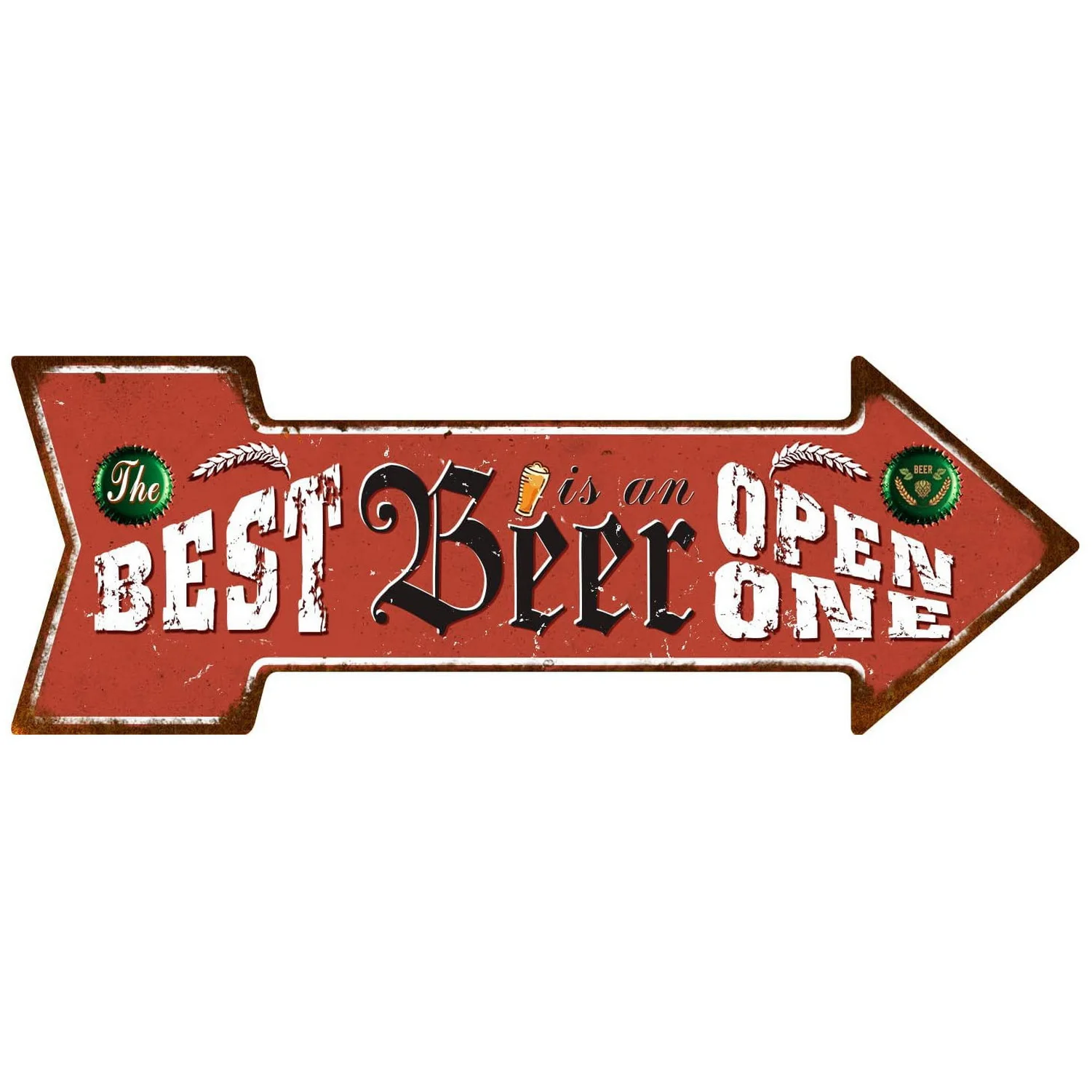 Retro Beer Tiki Bar Open Metal Tin Signs Vintage Street Signs Retro Arrow Directional Signage Funny Tin Sign for Wall Decoration