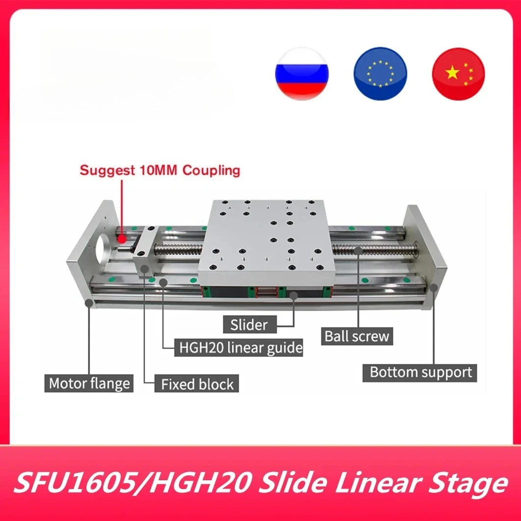 XYZ axis Slide Linear Stage SFU1605 Ball Screw+ HGH20 Linear Guide Suitable for Name23/34 stepper/Servo motor for CNC machine