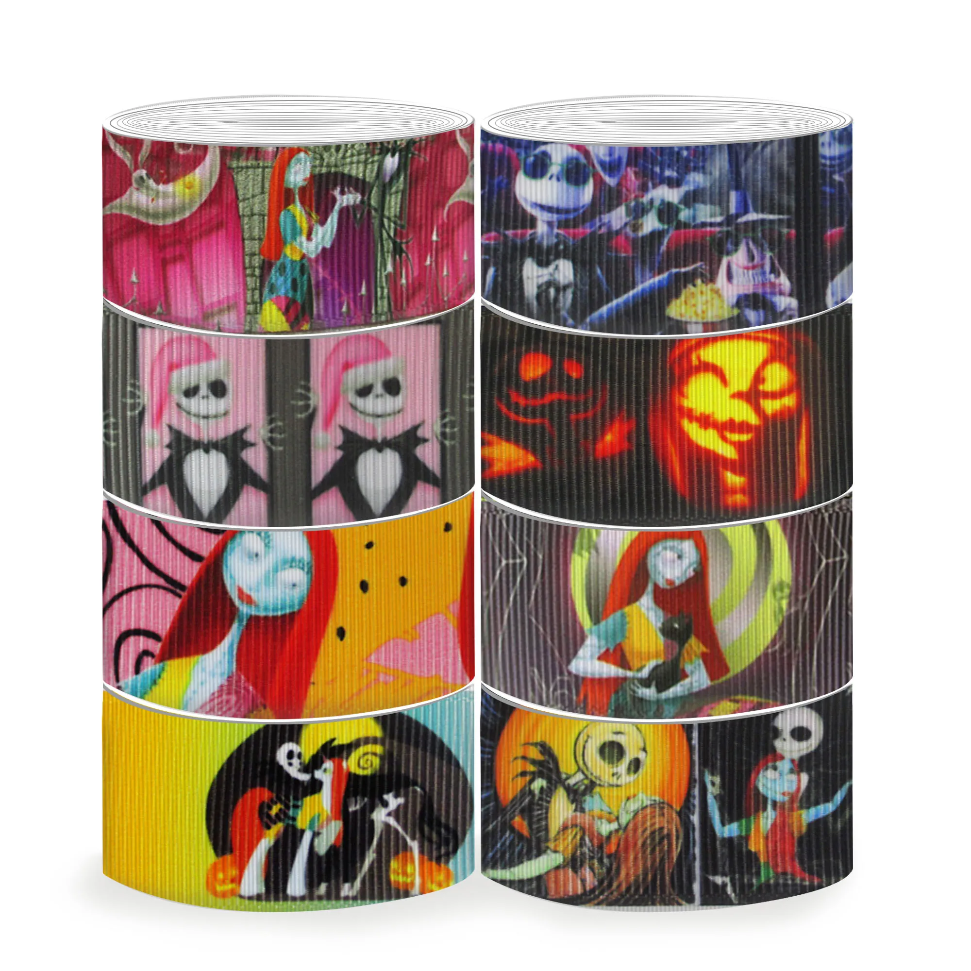 Disney 25mm 5 Yards Multi Size Jack Skellington Printed Grosgrain Ribbon For Hairbows DIY Craft Supplies Cartoon Ribbons