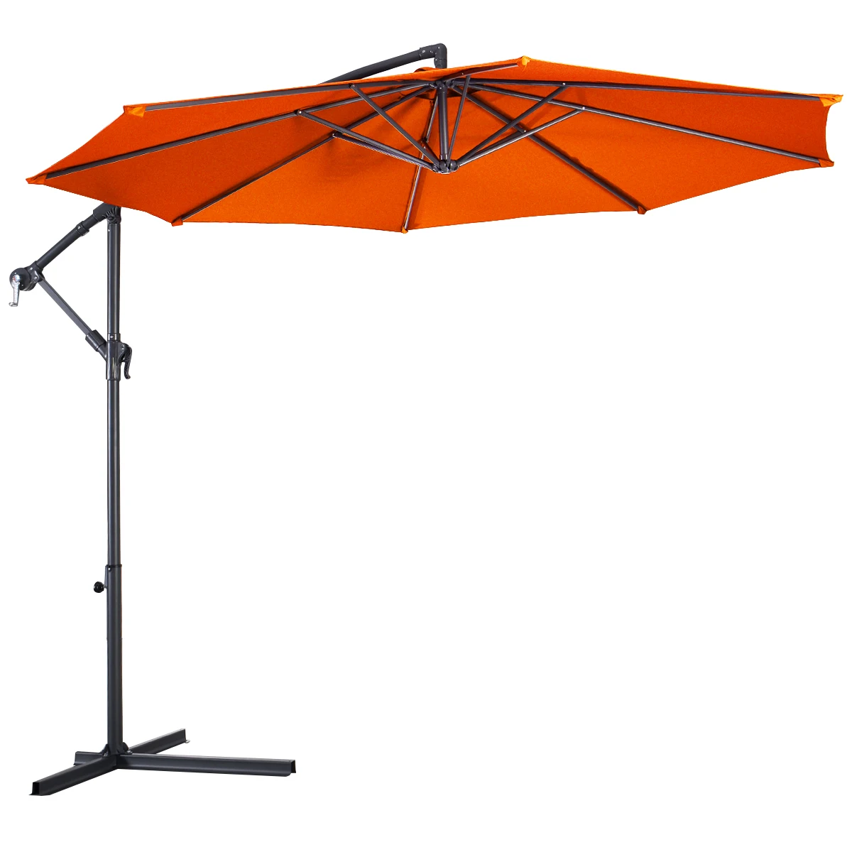 Giantex 10' Hanging Umbrella Patio Sun Shade Offset Market W/T Cross Base Outdoor Furniture