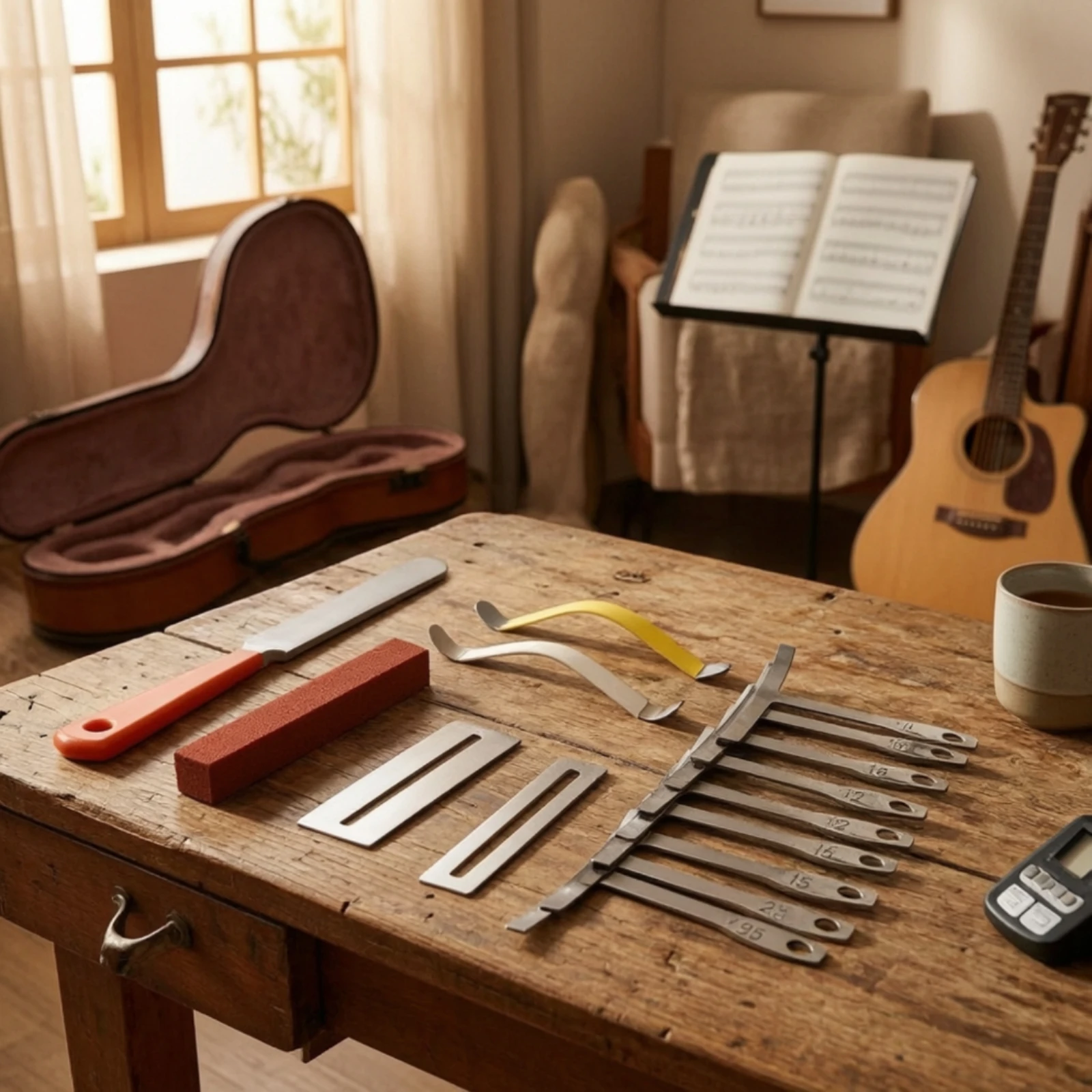 Maintenance Workshop Tools - Gitaaronderhoudsgereedschapsset Precisie-gitaarreparatiegereedschapsset Alles-in-één Compleet voor gitaarbouwers,