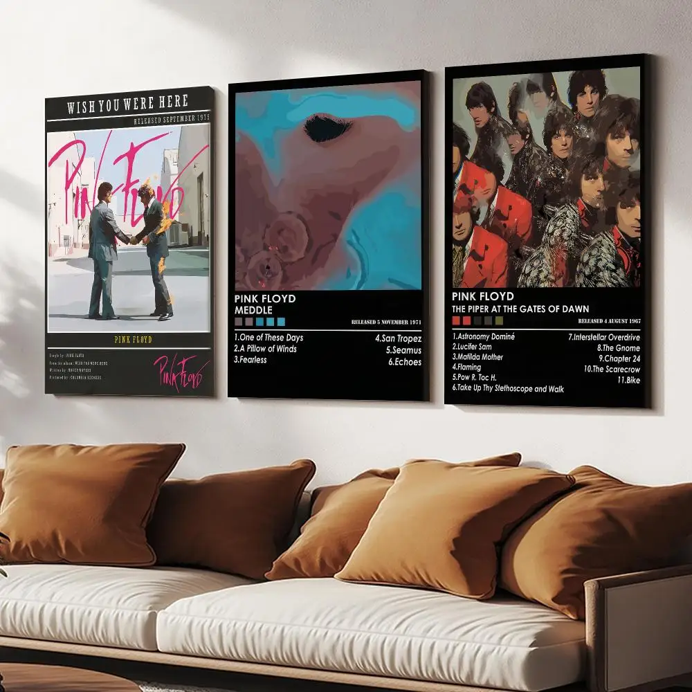Rock Band P-Pink Floyd Album Cover Painting Calligraphy Wooden Framed Canvas Poster Wall Art HD Waterproof Print Home Decor