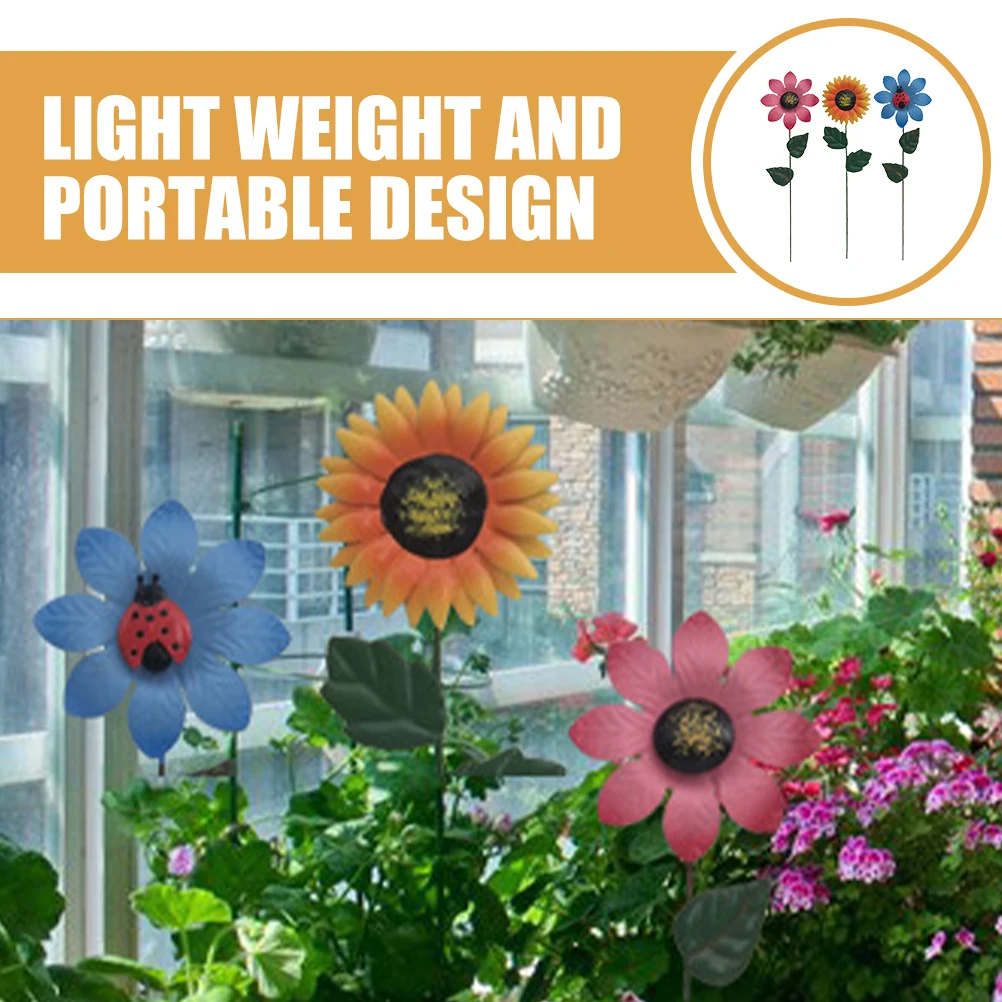 

3 Pcs Flower Stick Wrought Iron Garden Stake Pots Ready Decor Plant Decorations