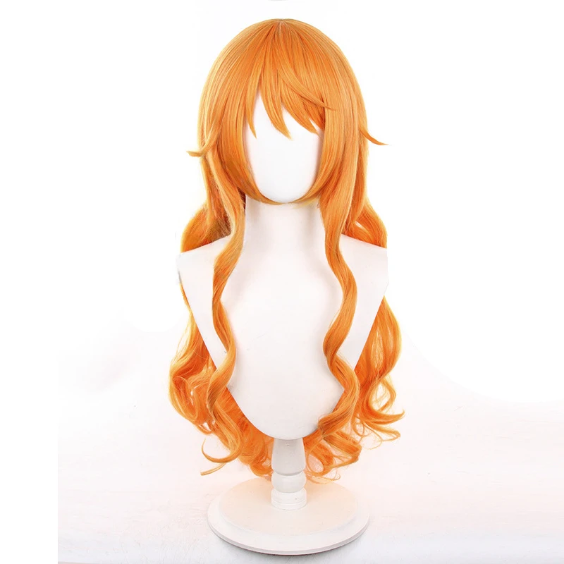 Nami Cosplay Pruik Anime Oranje lang Krullend Haaraccessoires Hoge Temperatuur Draadhaar Voor Vrouwen