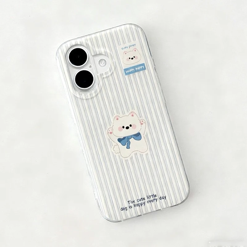 Новый модный креативный чехол для телефона INS в полоску Happy Puppy Y2k для iPhone 17, Pro Max Air 16 Pro 15 14 13 12 11 Pro Max Plus Cover