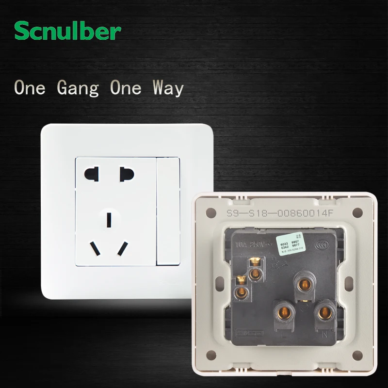 

1gang 1 way switched socket with 2pin US & 3pin AU 16A 250V wall socket and switch