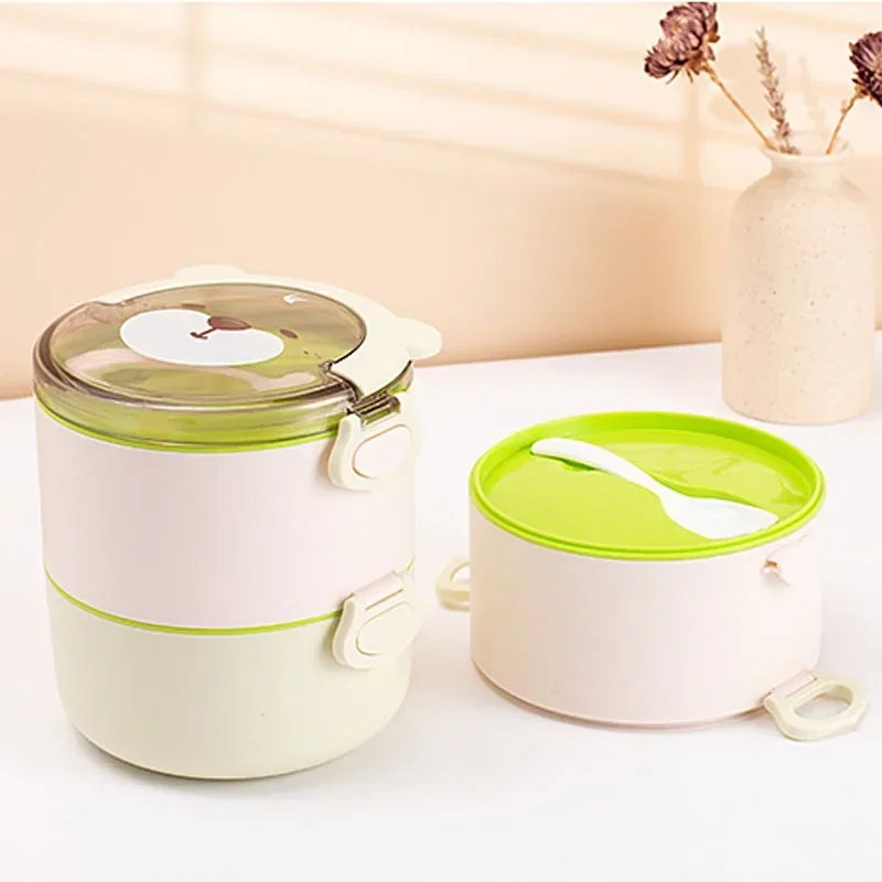 Children's Cartoon Lunch Boxs Leak-Proof with Lid Portable Food Fruit Storage Container Bento Box for Kids Can Use Microwaveable