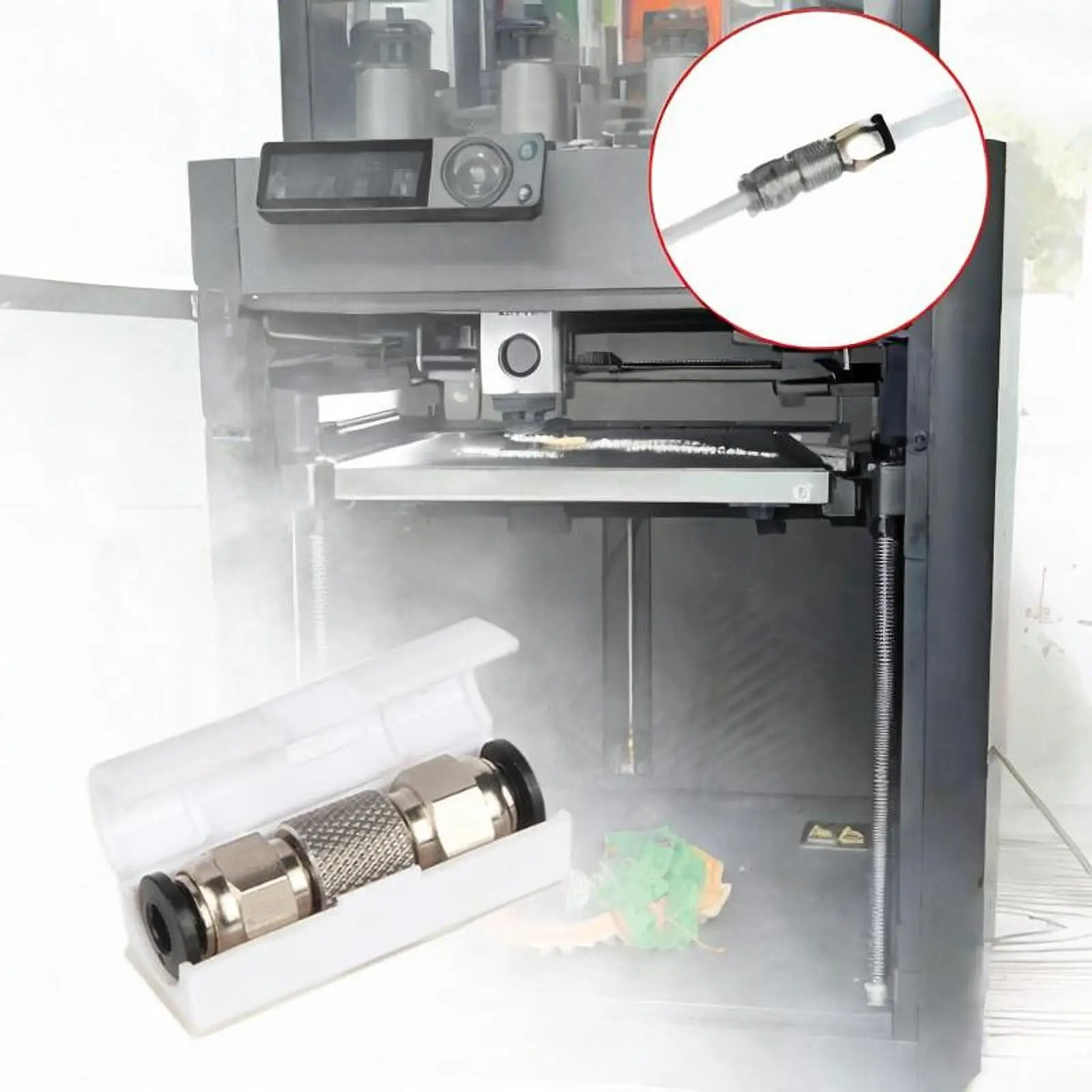 Konektor Tabung Umpan PTFE Pasang dan Mainkan Pemeliharaan Peralatan Ekstruder Pengganti Langsung Konektor Pneumatik Aksesori Printer 3D