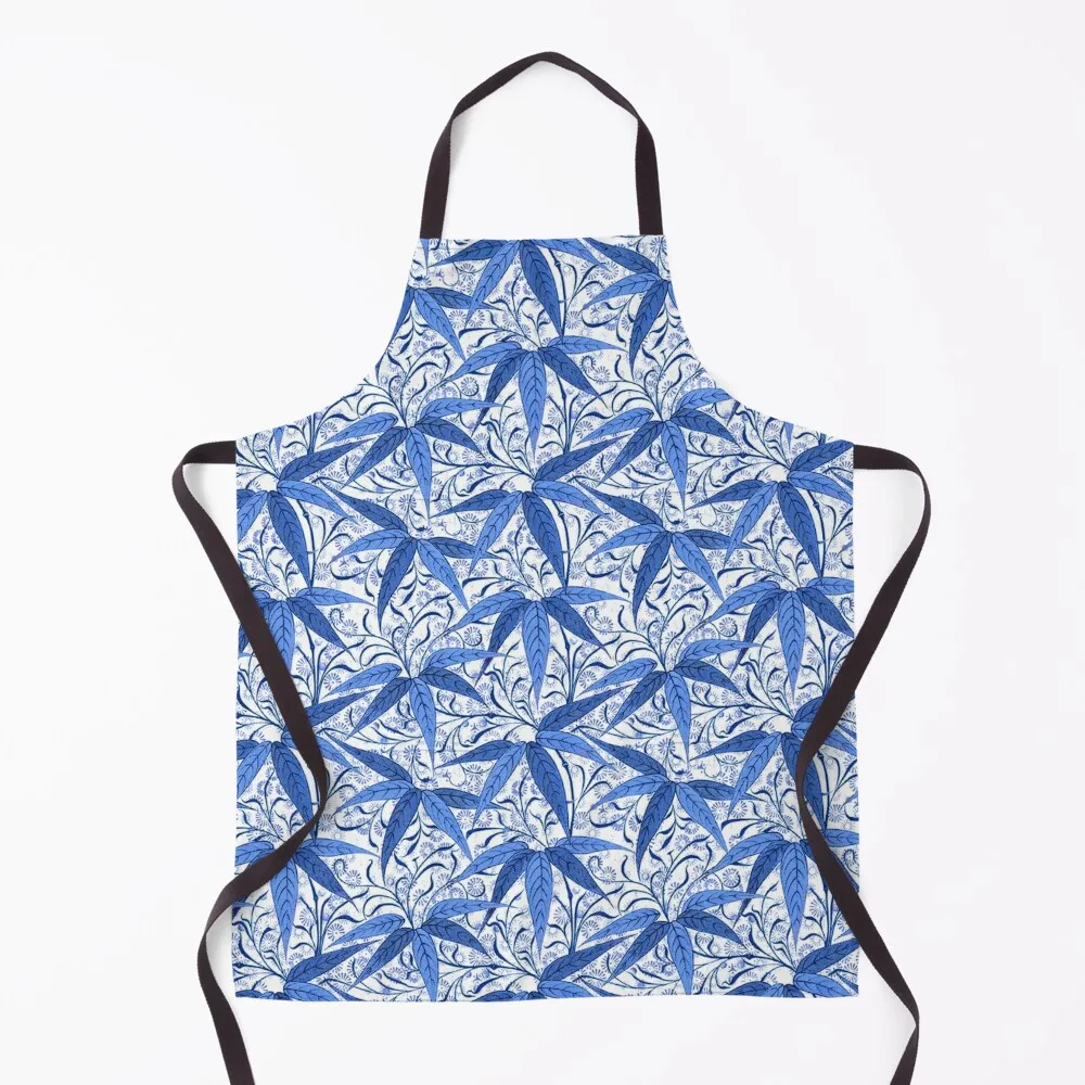 

William Morris Bamboo Print, Cobalt Blue & White Apron Kitchen Special Accessories waterproof for women Apron