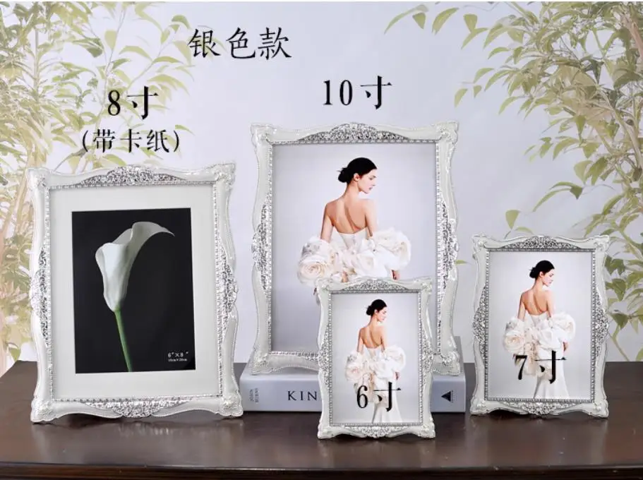 Europe 6/7/8/10 inches Metal Pictures Frame, blue/white Photocard Holder for living room Tabletop Decoration