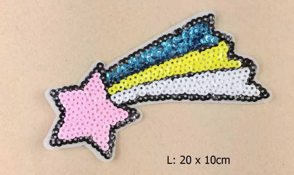 Rainbow Unicorn Star Butterfly Sequin Embroidery Patches Iron on Clothing Applique Badge Biker Patch For Clothes Jeans Sticker