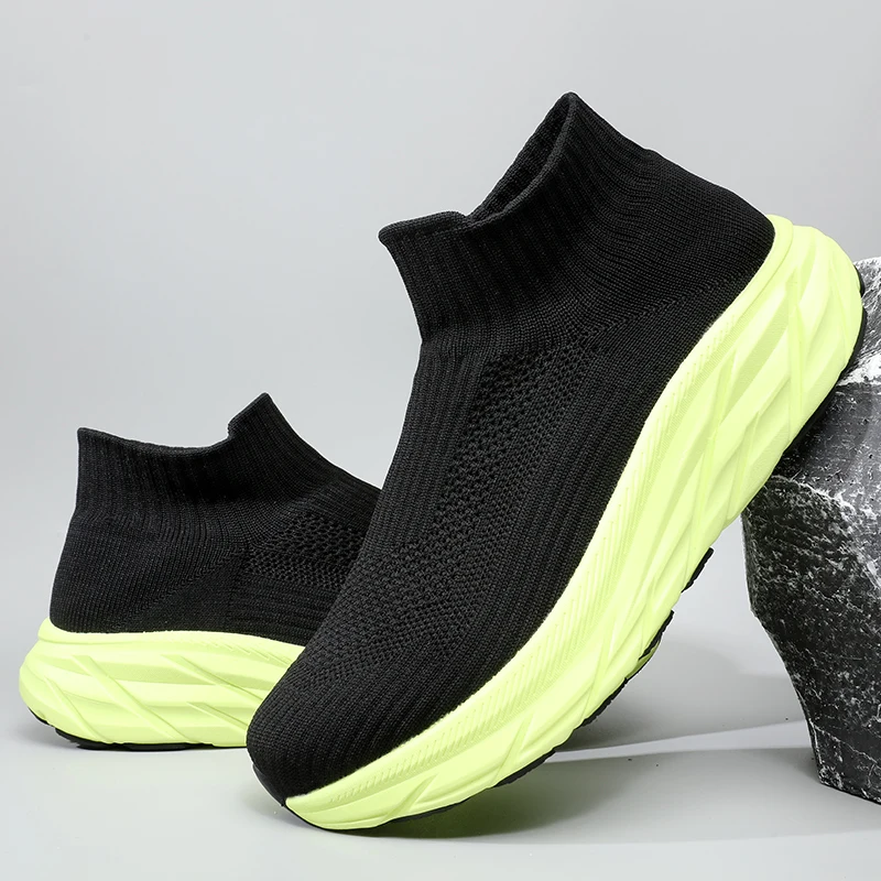 

Men‘s Running Shoes Slip-on Socks Shoes Breathable Knit Casual Sneakers Anti-slip Fitness Walking Shoes Male Lightweight Flats