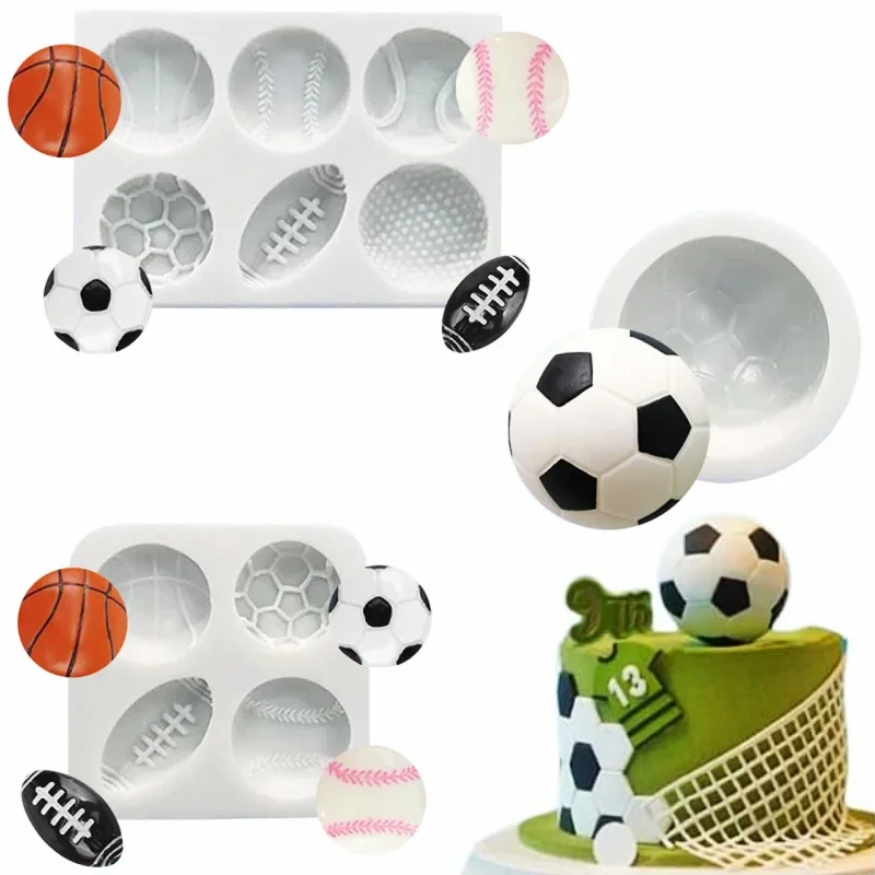 Ball Silicone Molds Football Tennis Rugby Basketball Sugar Flipping Mold DIY Cake Decoration Mold Fondant Cake Decorating Tools