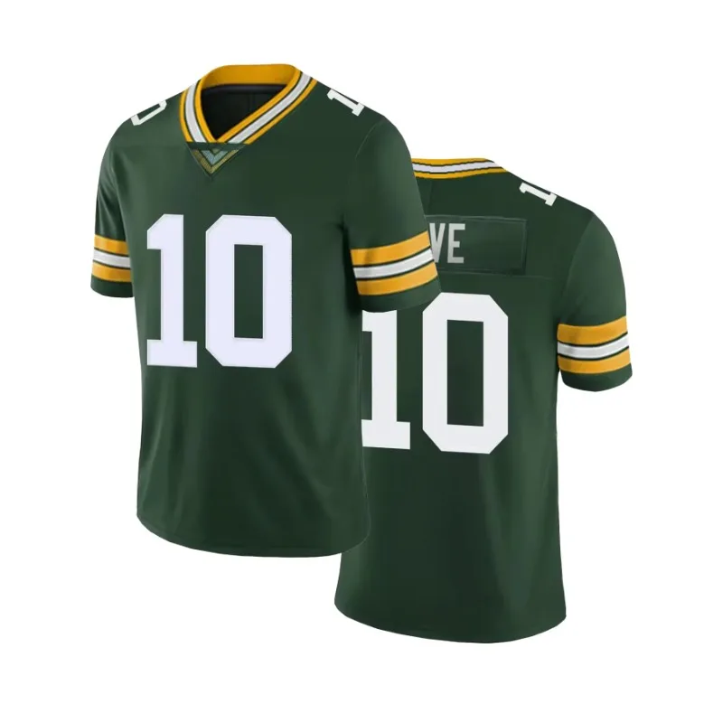 American Football Jersey Training Wear Embroidered Stitched Rugby Uniform Green Bay Jordan Love #10 Packers Men's Clothing