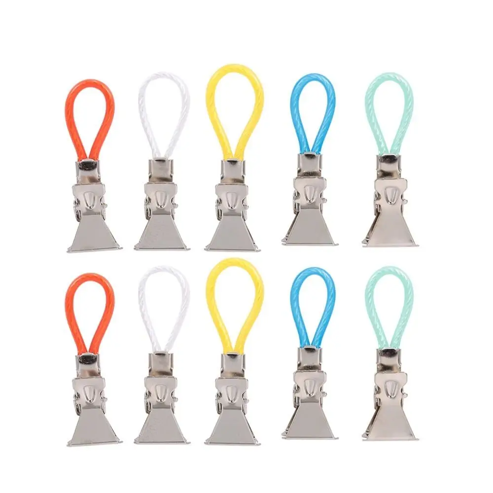 5 PCS / 10 PCS Stainless Steel Tea Towel Clip Colorful Clothespin Style Hand Towel Hanging Clip Hanging Loop Design Multipurpose