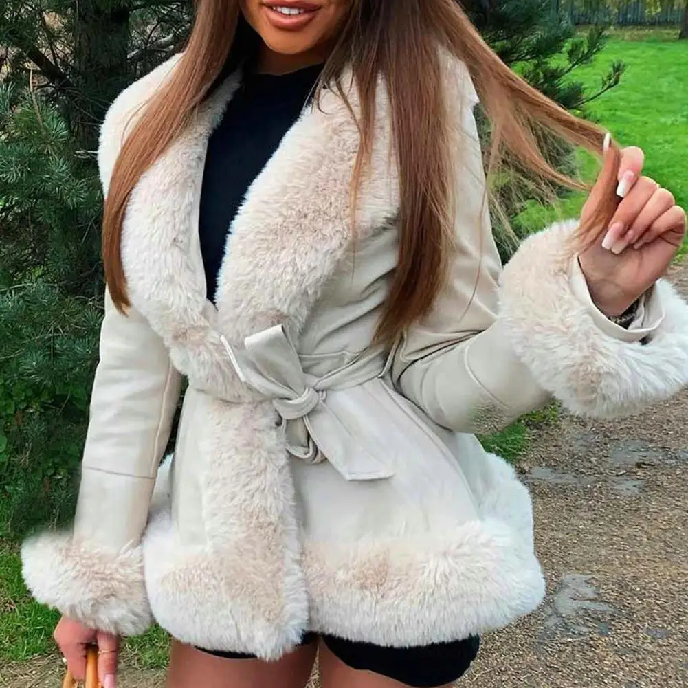 Elegant Winter Coat Super Soft Turn-down Collar Firm Stitching Thickened Women Coat Jacket Coat Cold Resistant