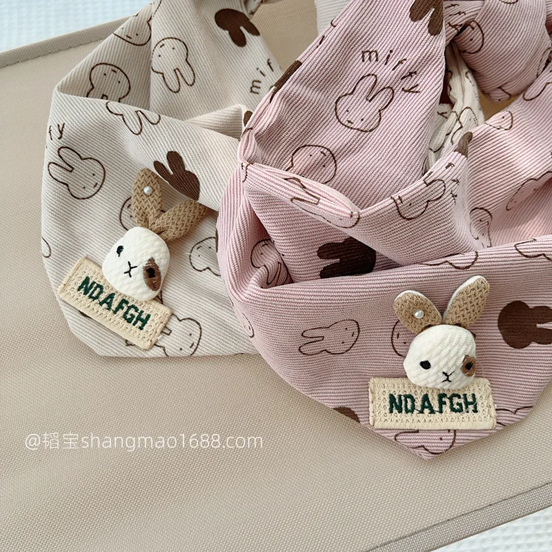 Hot Rabbit children\'s Triangle Towel Autumn Winter Warm Baby Boys Girls Cute Neck Thick Windproof Warm Go Out 24W011