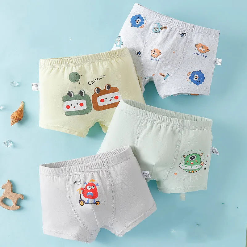 New Arrived 4pcs/Lot High Quality Boys Teenager Cotton Briefs Boxer Panties Kids Children Underwear 1-16 Years Students Clothes