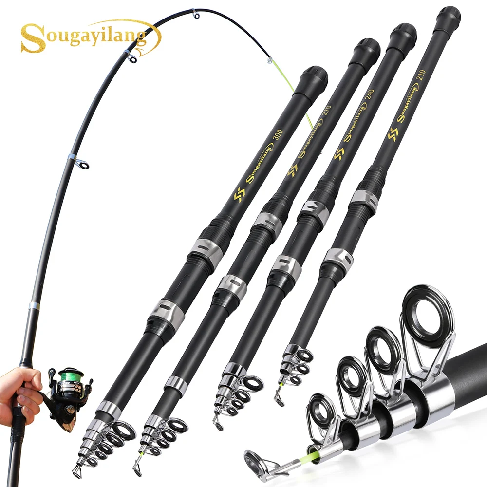 Sougayilang Carbon Fishing Rod 2.1-3.0m Telescopic Fishing Rod Baitcasting Rod Portable Leisure  Fishing Rod Saltwater Fishing