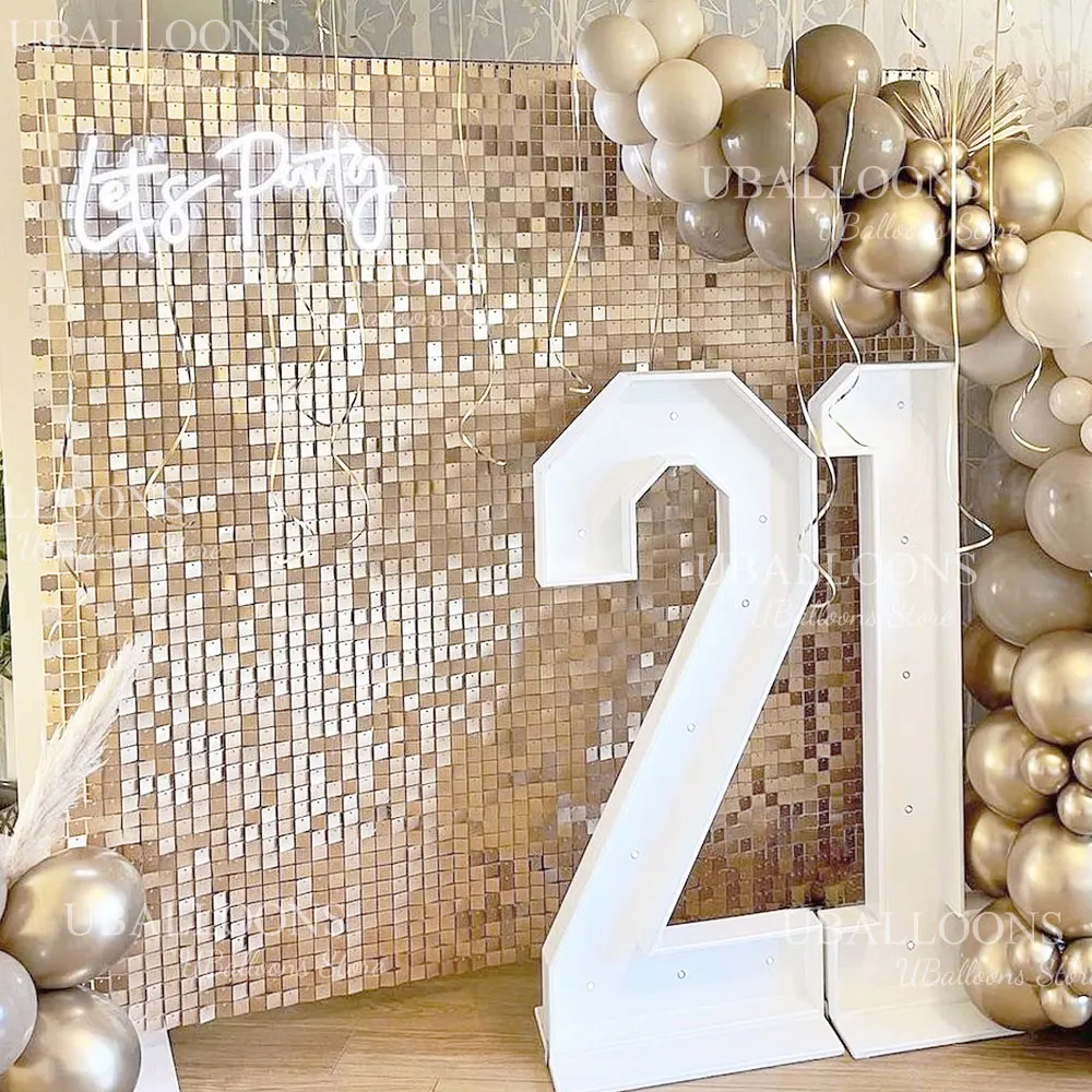 

Matte Beige Gold Shimmer Sequins Panels 24/18/12pcs Metallic Champagne Gold Wall Backdrop Panel for Wedding Birthday Party Decor