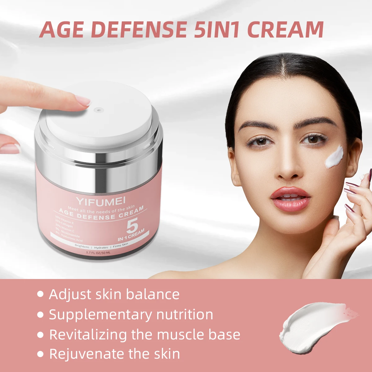 Nicotinamide 5 in1 Face Cream Fast-Absorbing Soft Emulsion Deep Nourishment Brightening Hydrating Moisturizer for All Skin Types