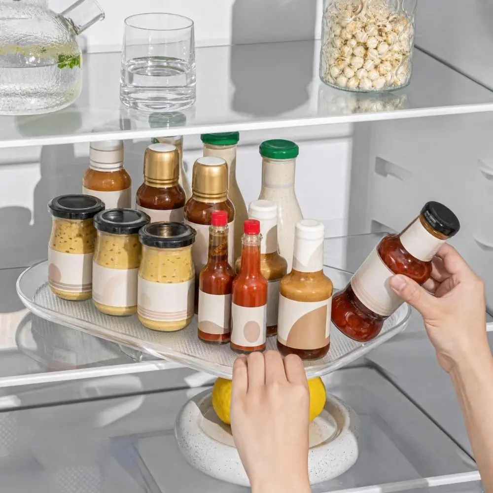 360-Grad-Drehung, rotierendes Aufbewahrungstablett, platzsparend, rutschfeste Oberfläche, Kühlschrank-Organizer, robust, vielseitig einsetzbar