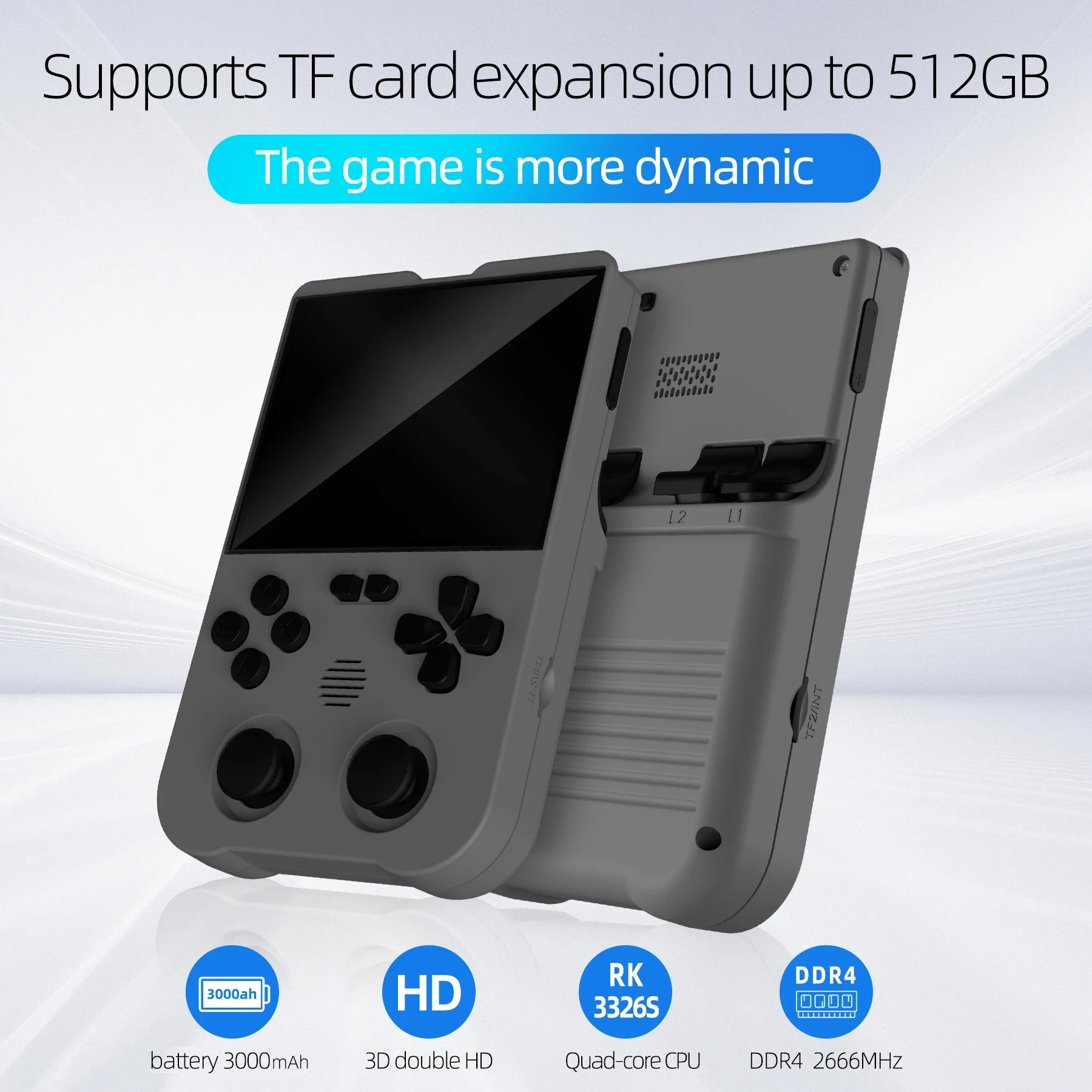 Ampown XU10 Handheld Game Console 3.5" IPS Screen 3000mAh Battery Linux System Built-in Retro Games Portable Video Game Console