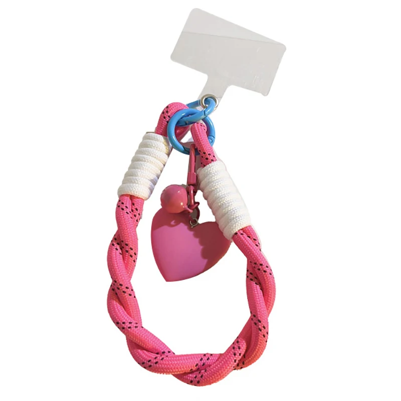 1 Piece Charm Strap Cord Keychain For Phone 16 Lanyards Bag CCD Girl Hanging Rope Heart Bell Pendant Braided Rope Phone Chain