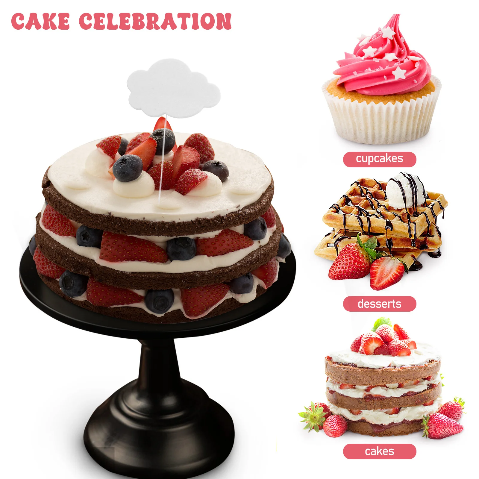 

300pcs Cloud Cake Topper Sponge Wire Insert Bendable Design For Birthday Wedding Shower Party Cupcake Decorations Cake